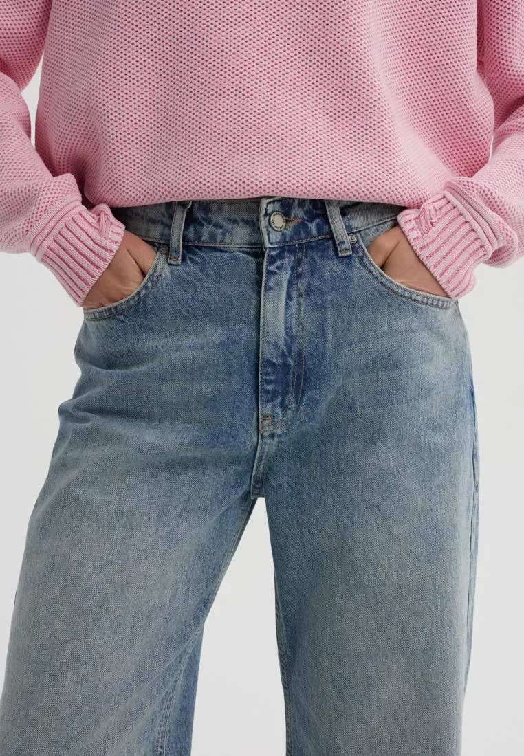 Джинсы wide leg с эффектом стоунвош