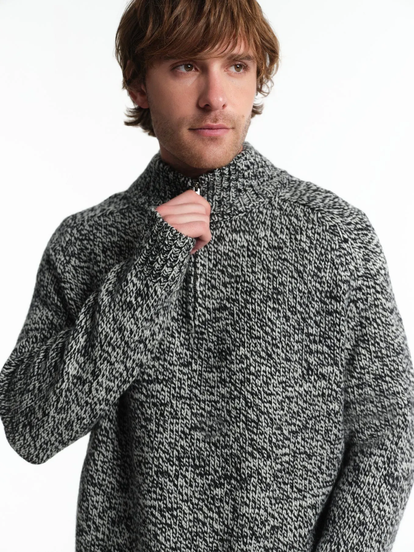 Джемпер с шерстью и воротником на молнии