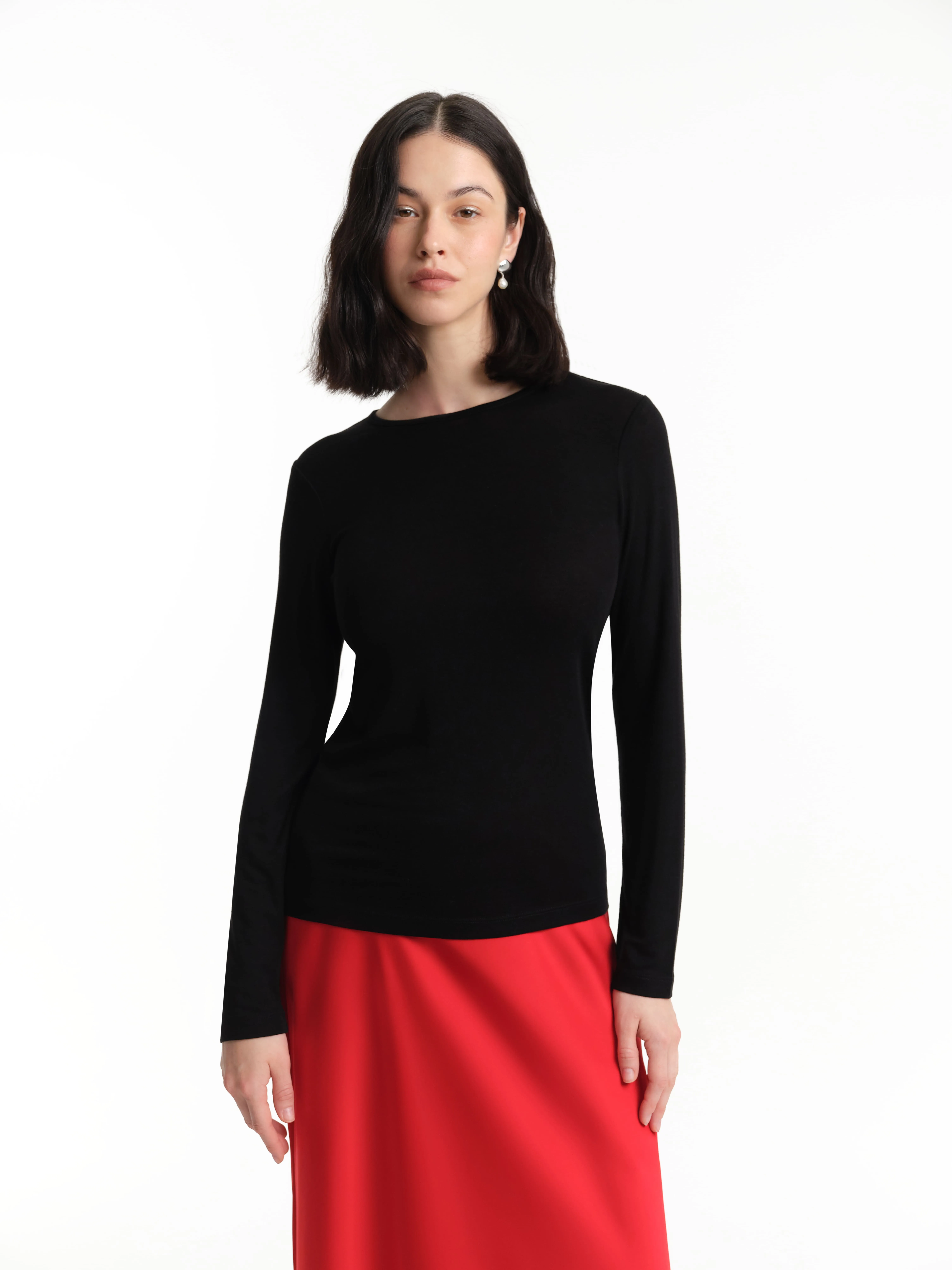 Лонгслив из лиоцелла и шерсти