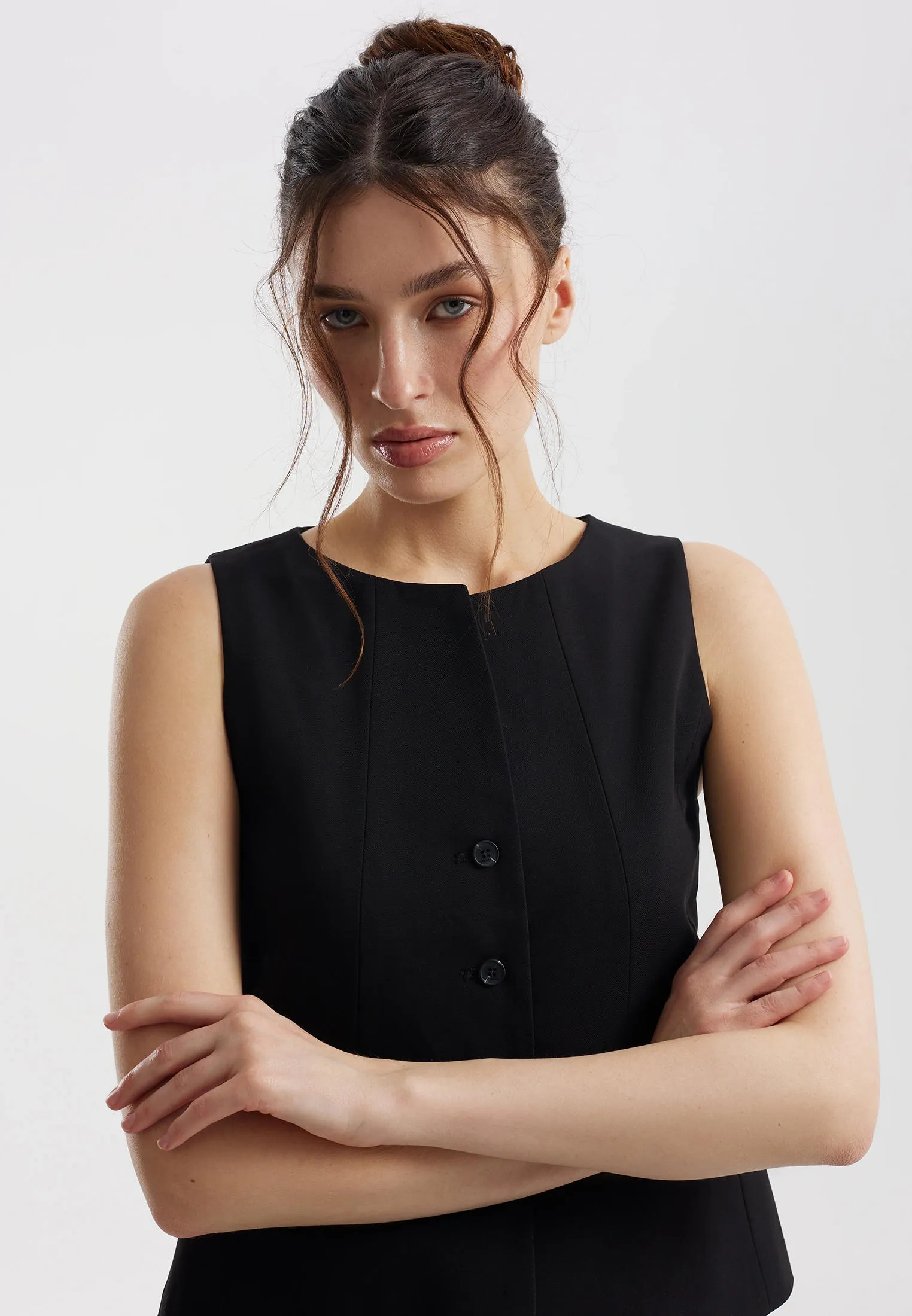 Однобортный жилет из поливискозы