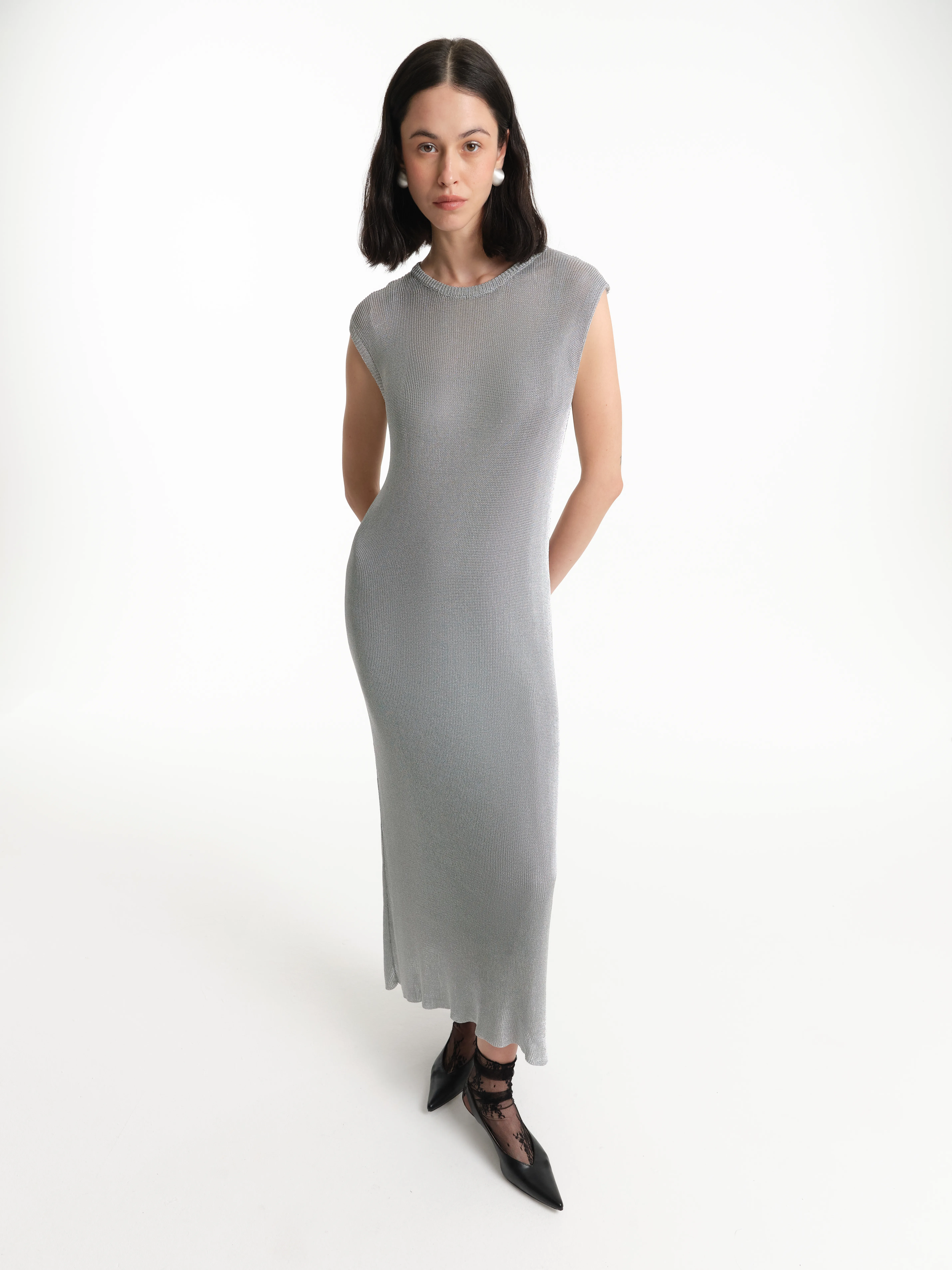 Платье из пряжи с металлической нитью