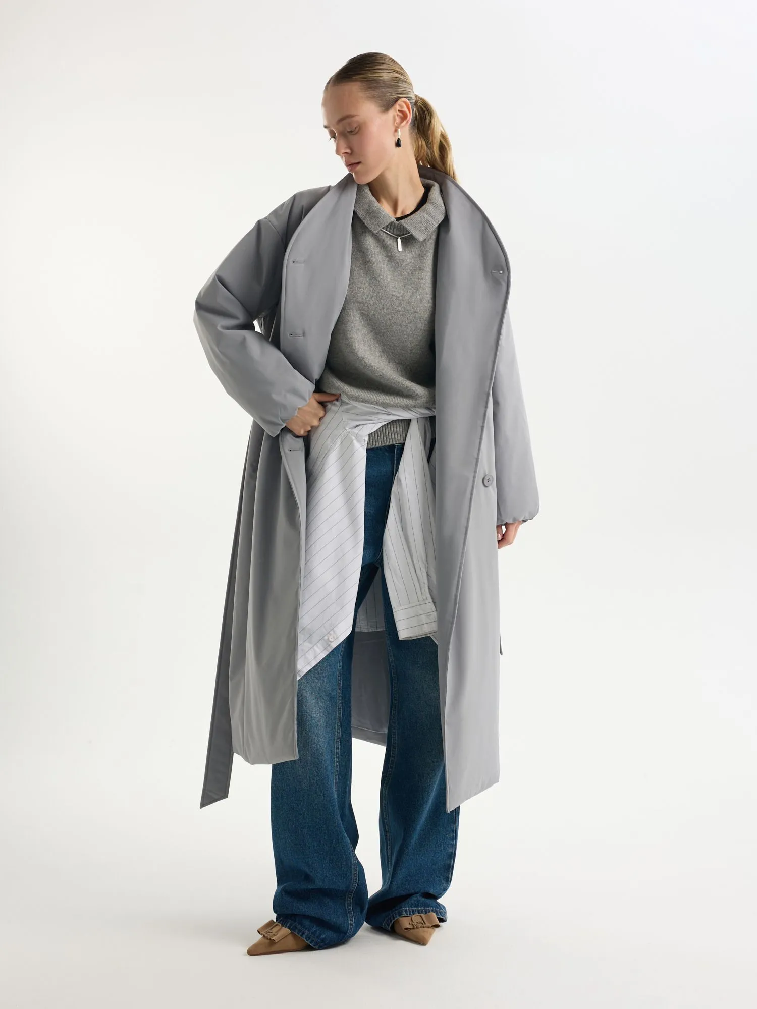 Утепленное пальто из переработанного океанического пластика