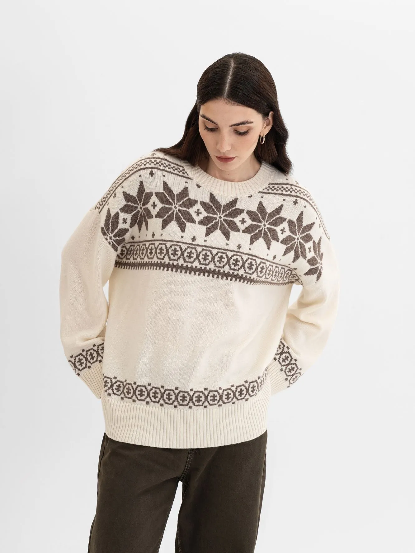 Джемпер с зимним узором с шерстью