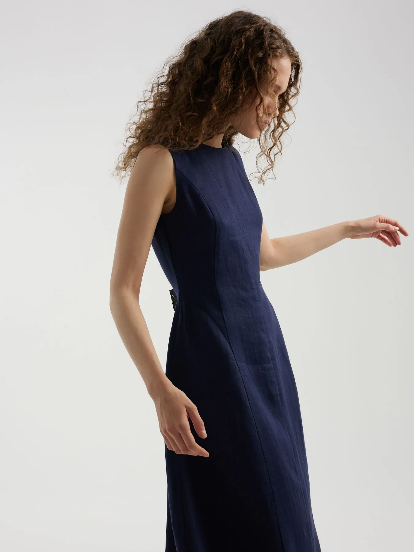 Платье миди из 100% льна