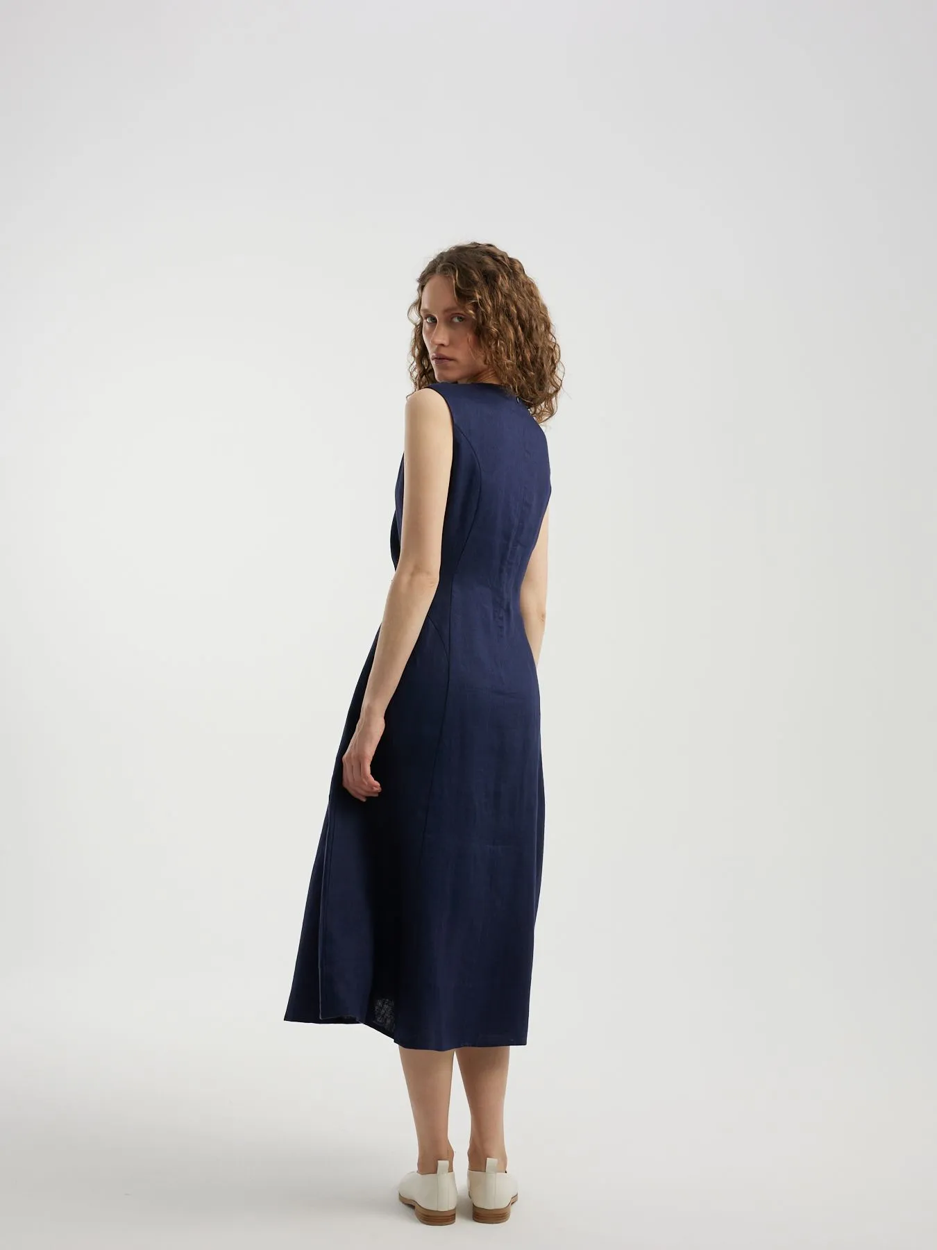 Платье миди из 100% льна