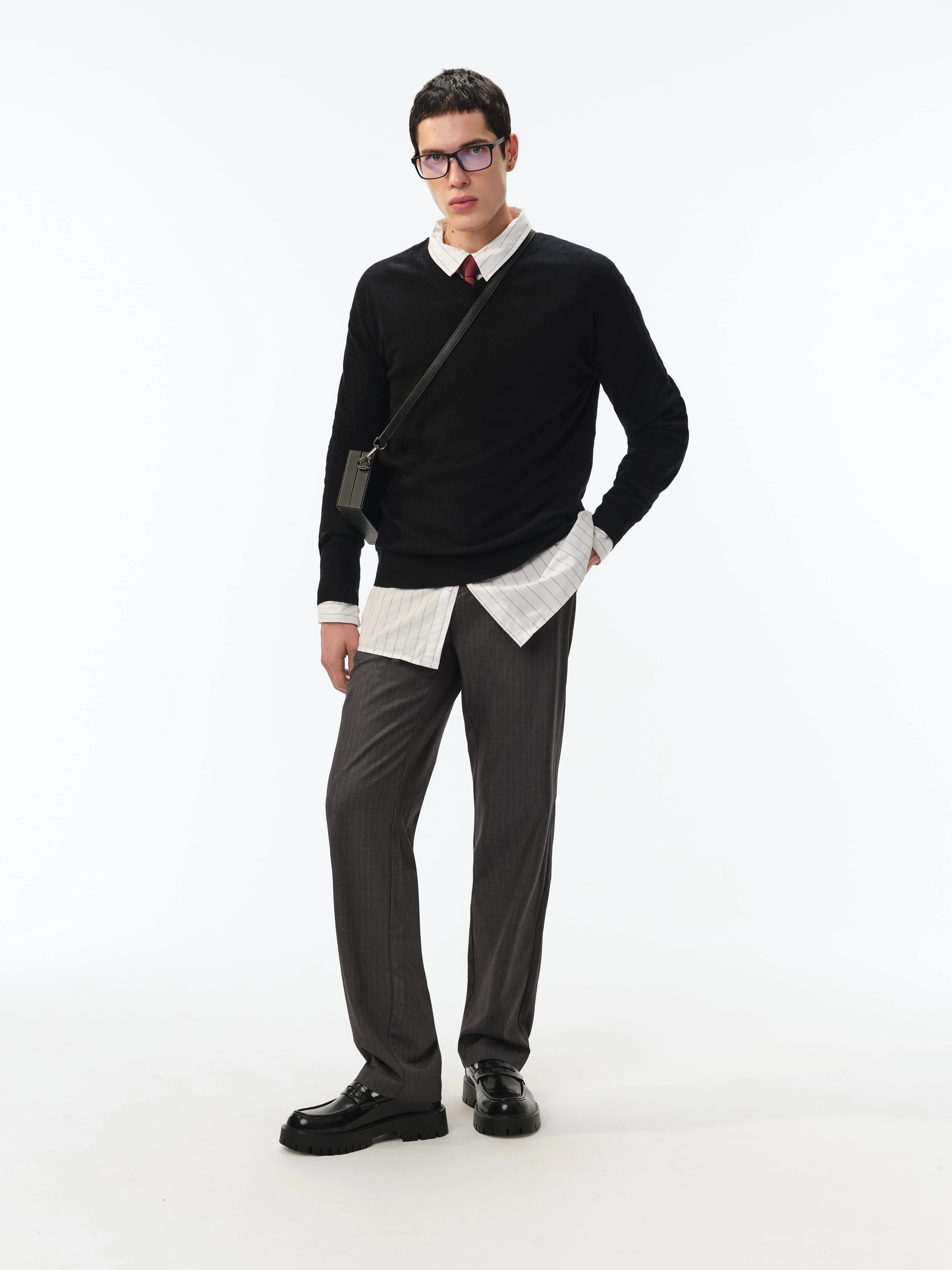 Брюки прямые из костюмной ткани