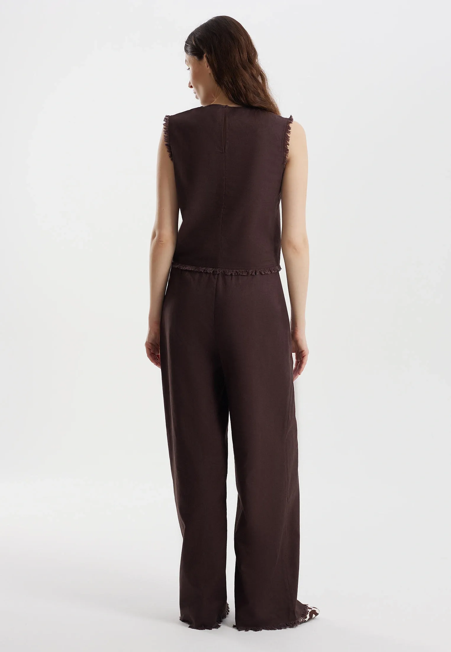 Брюки из льна и хлопка