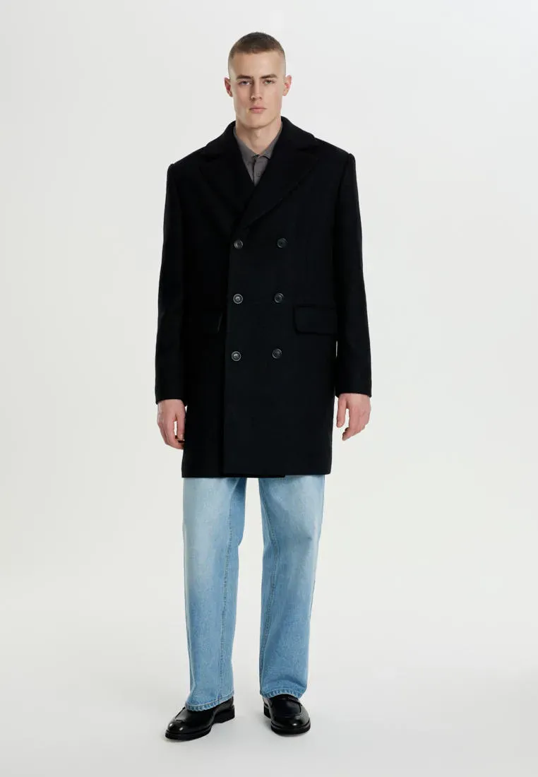 Двубортное пальто с шерстью