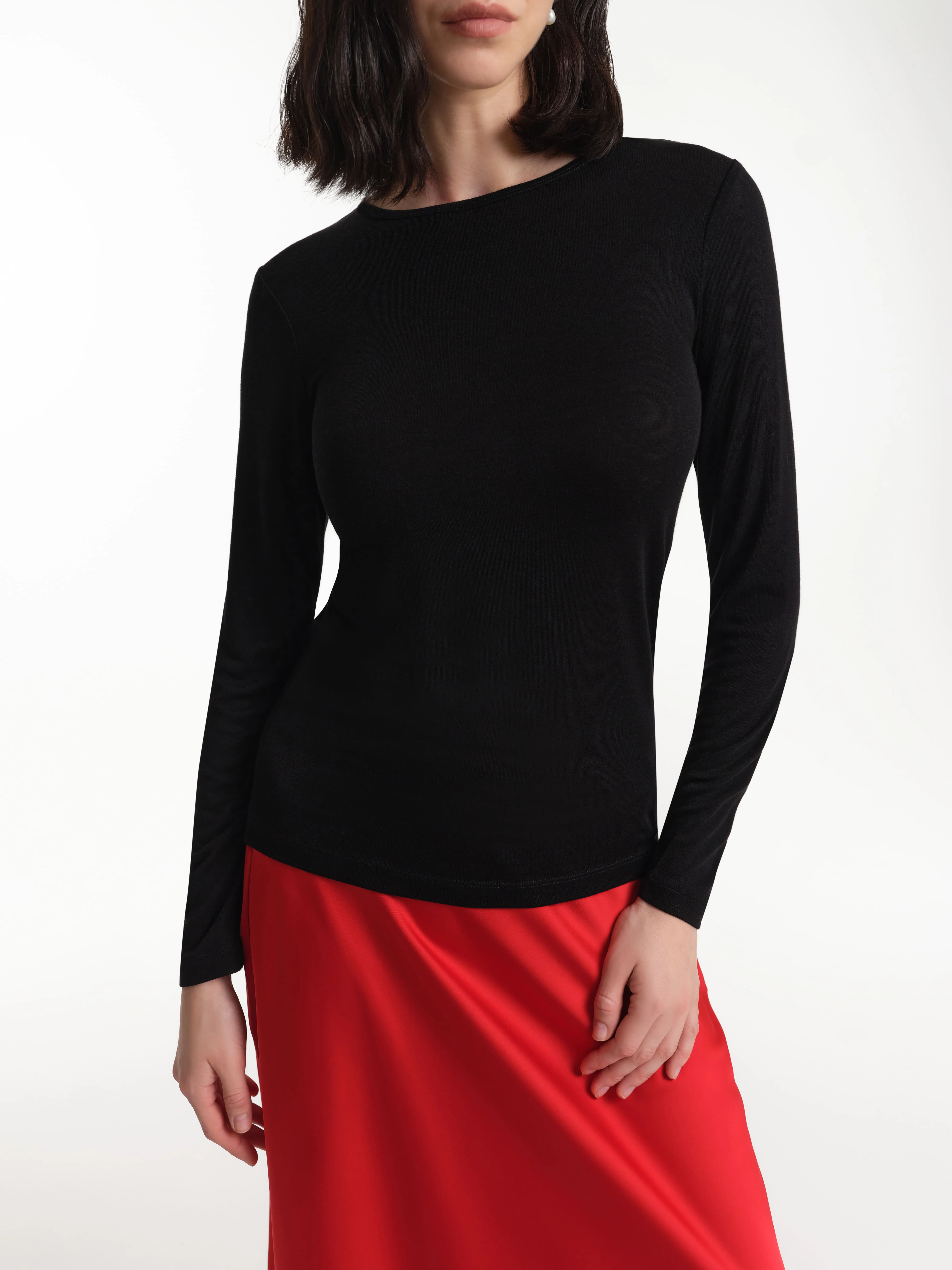 Лонгслив из лиоцелла и шерсти