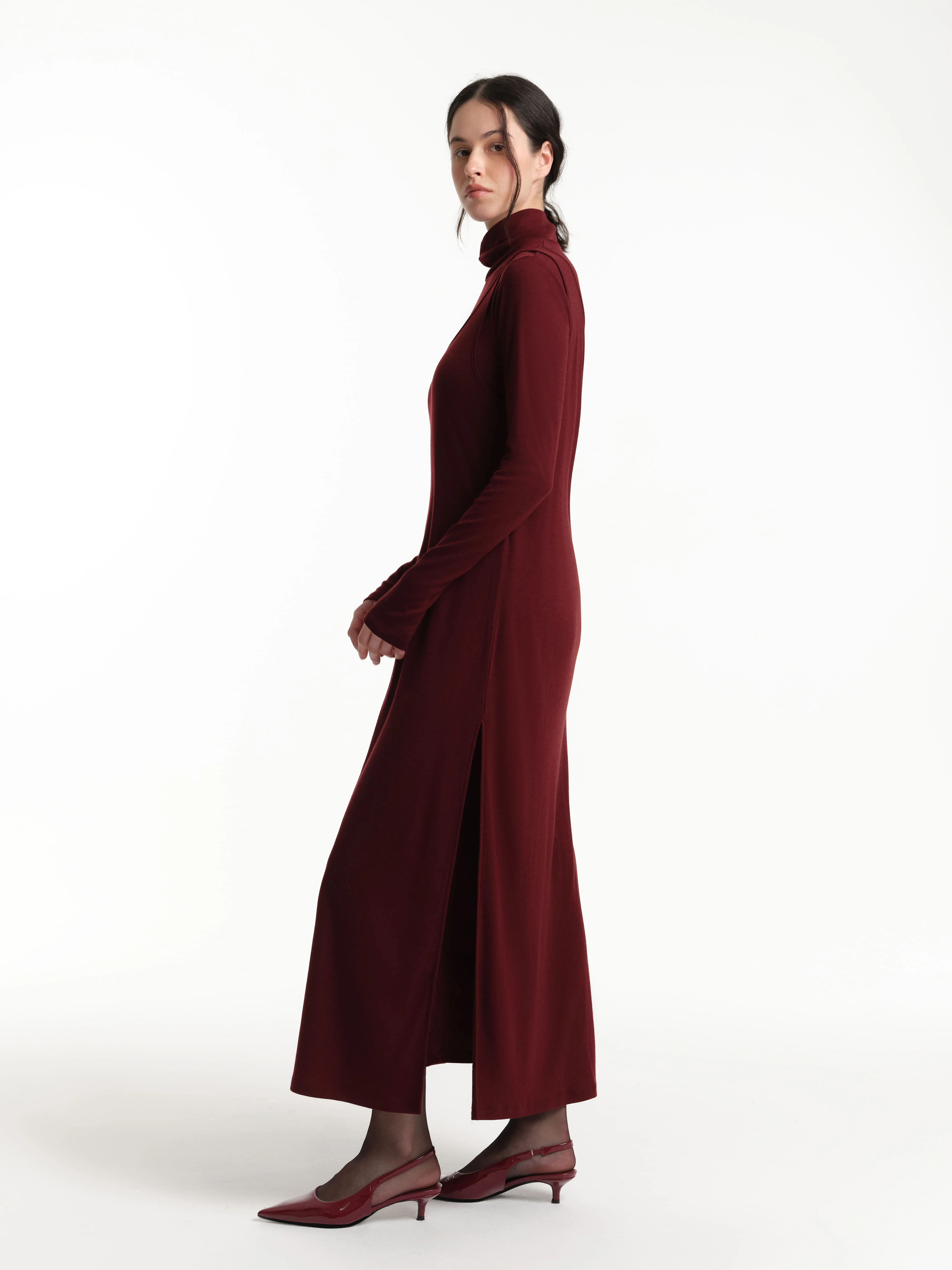 Двухслойное платье миди