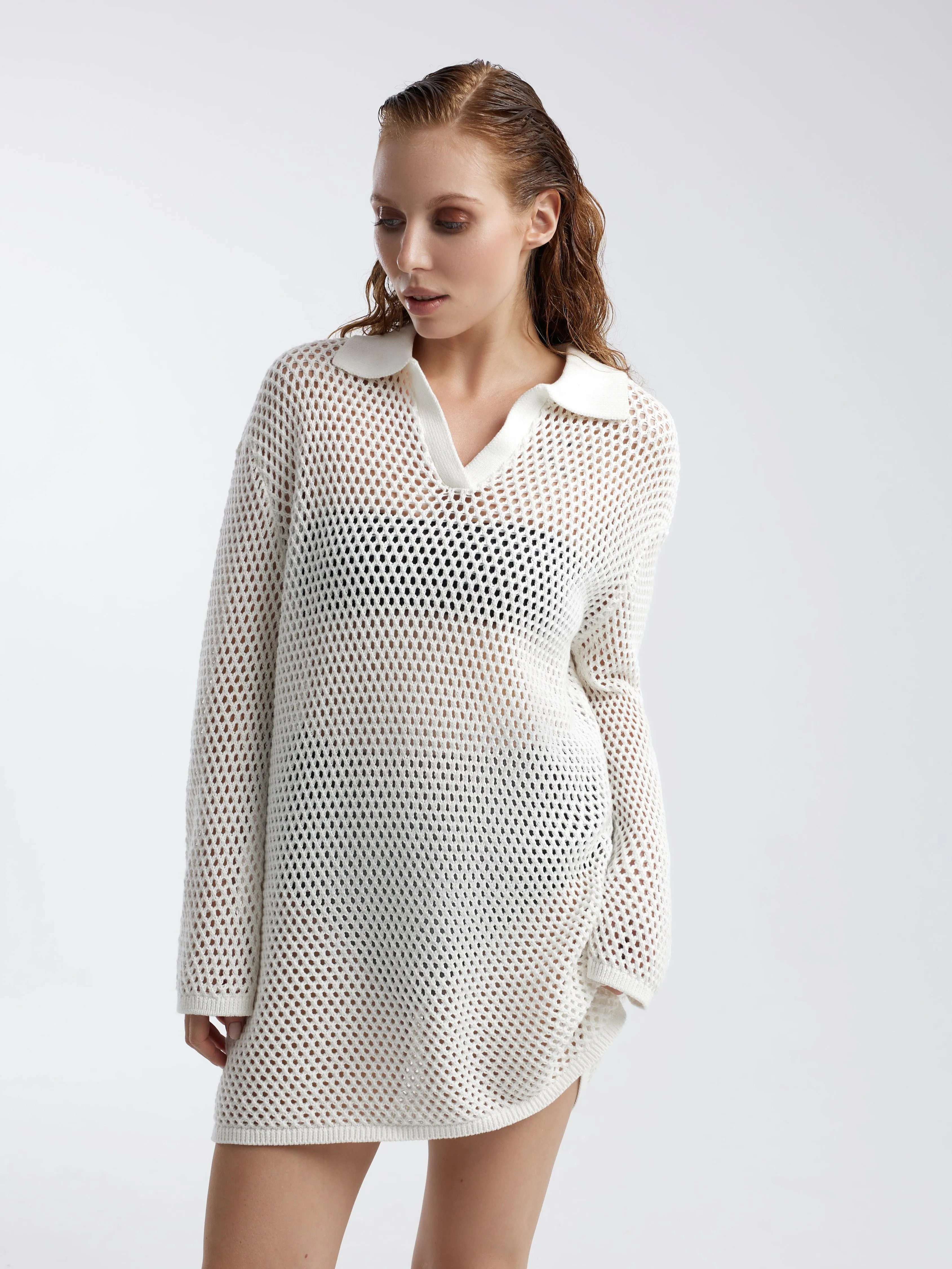 Вязаный джемпер кроше