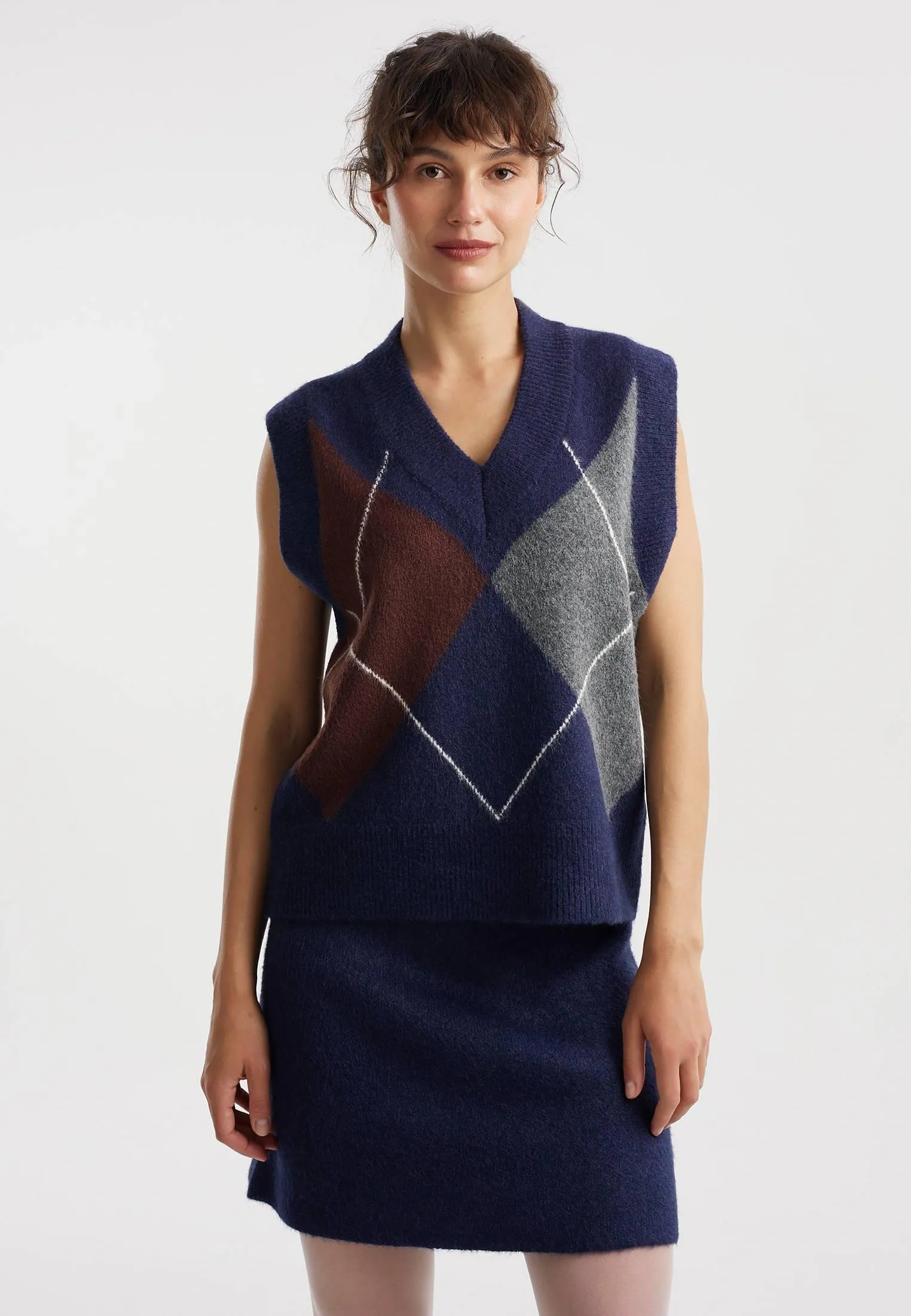 Трикотажный жилет с принтом аргайл