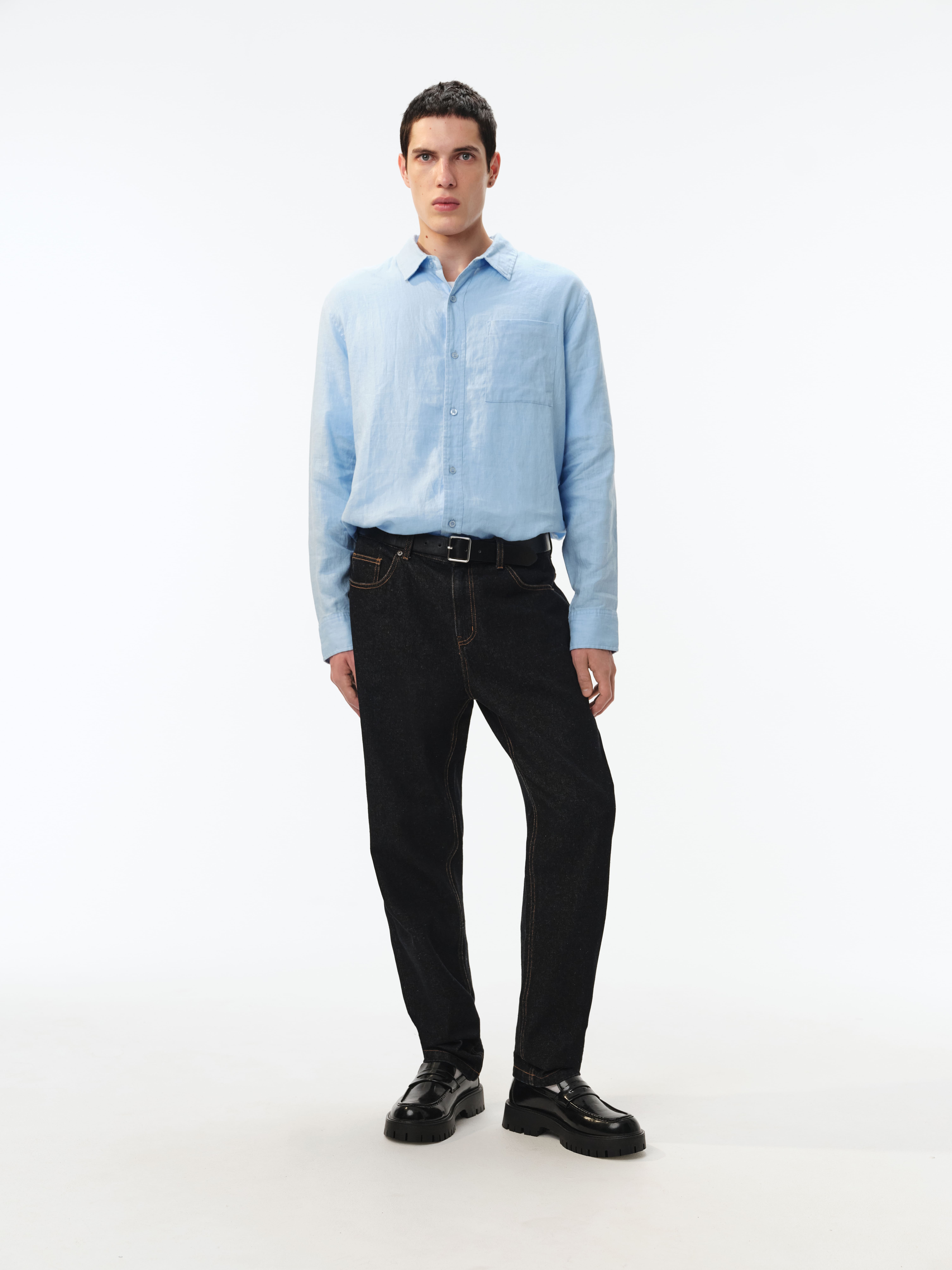 Джинсы straight fit с эффектом стирки