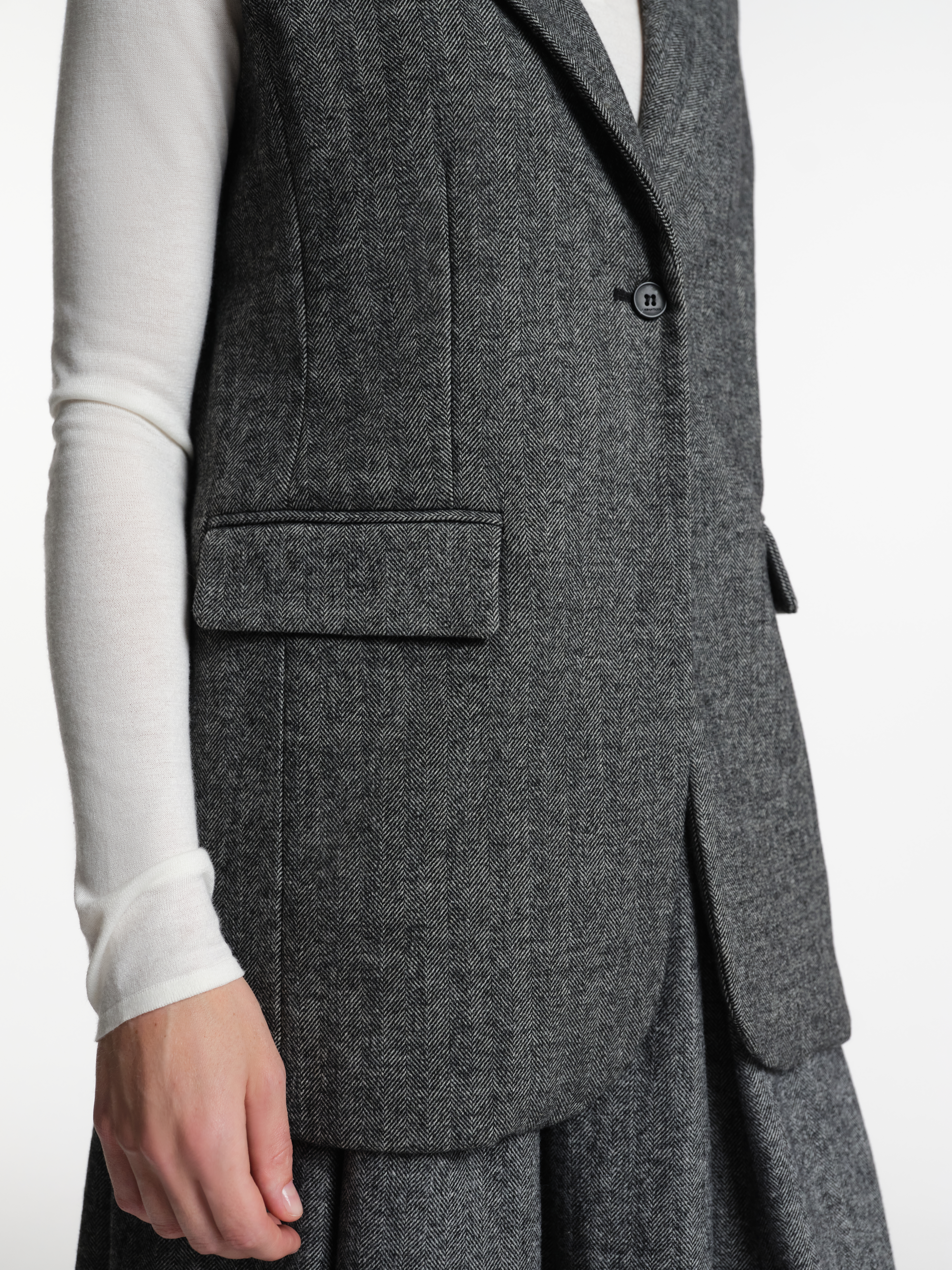 Жилет удлиненный с шерстью, фотография 4