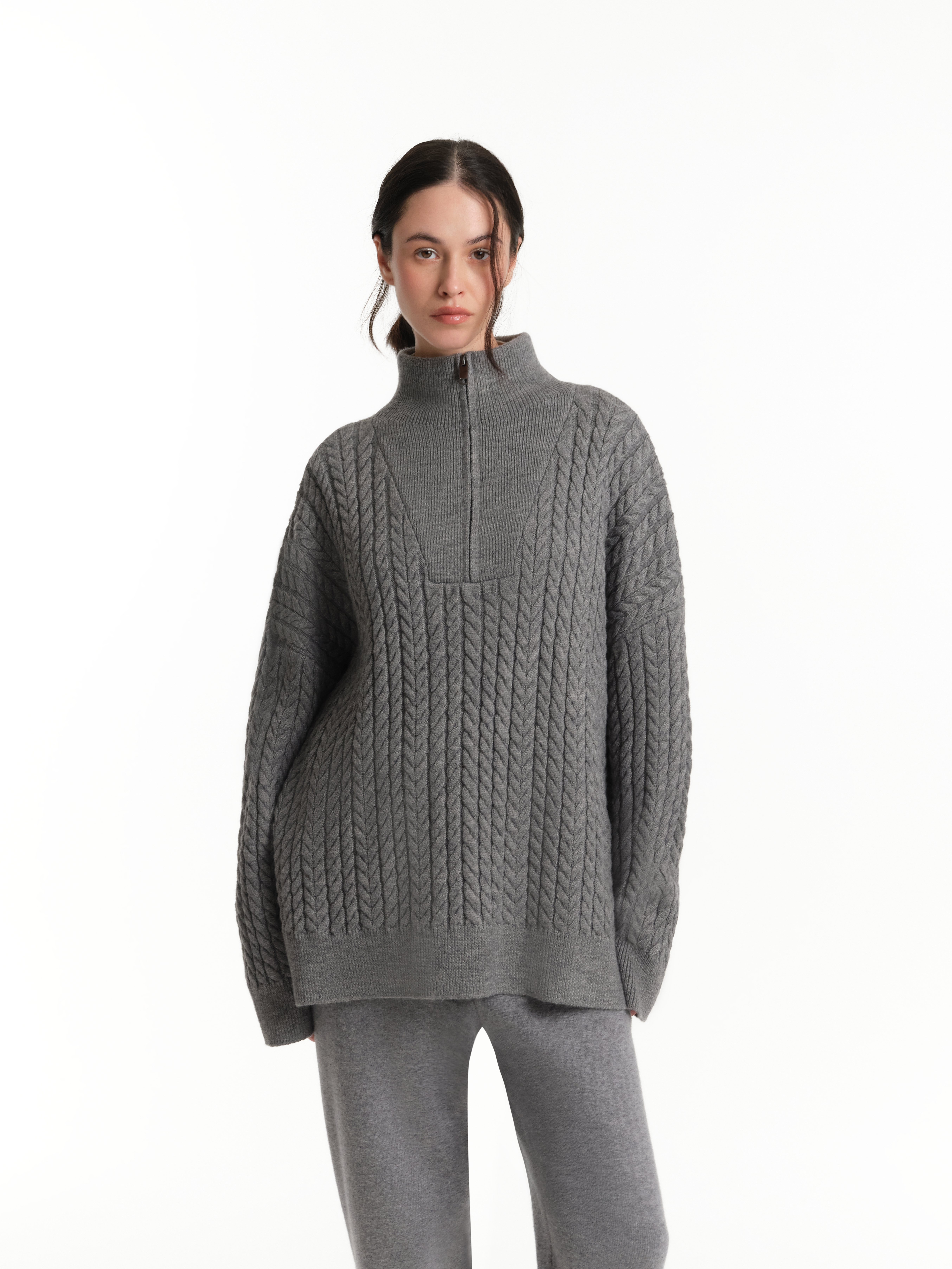 Джемпер вязаный косами с шерстью, фото 1