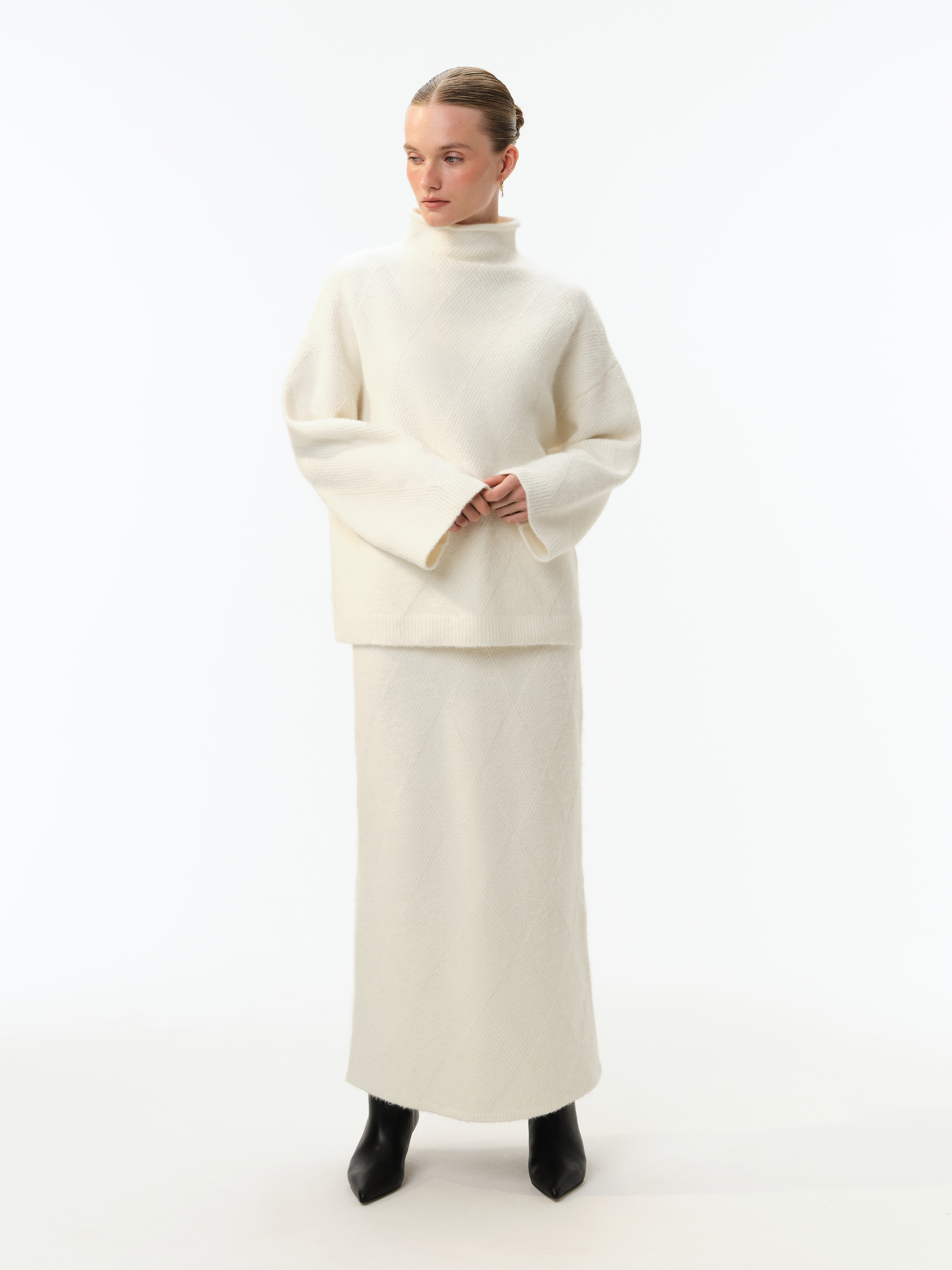 Свитер фактурной вязки с добавлением шерсти , фото 4