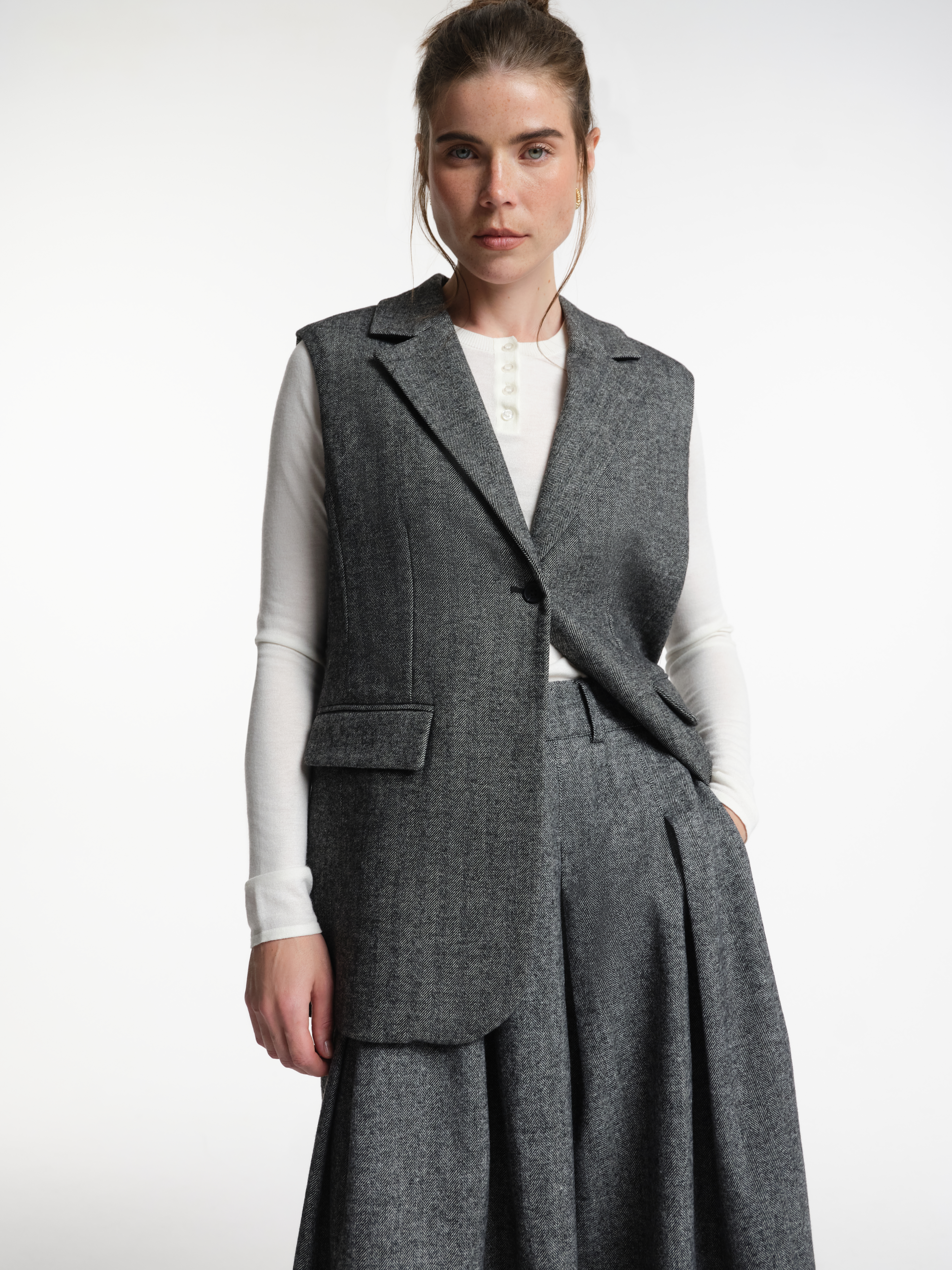 Жилет удлиненный с шерстью, фото 1