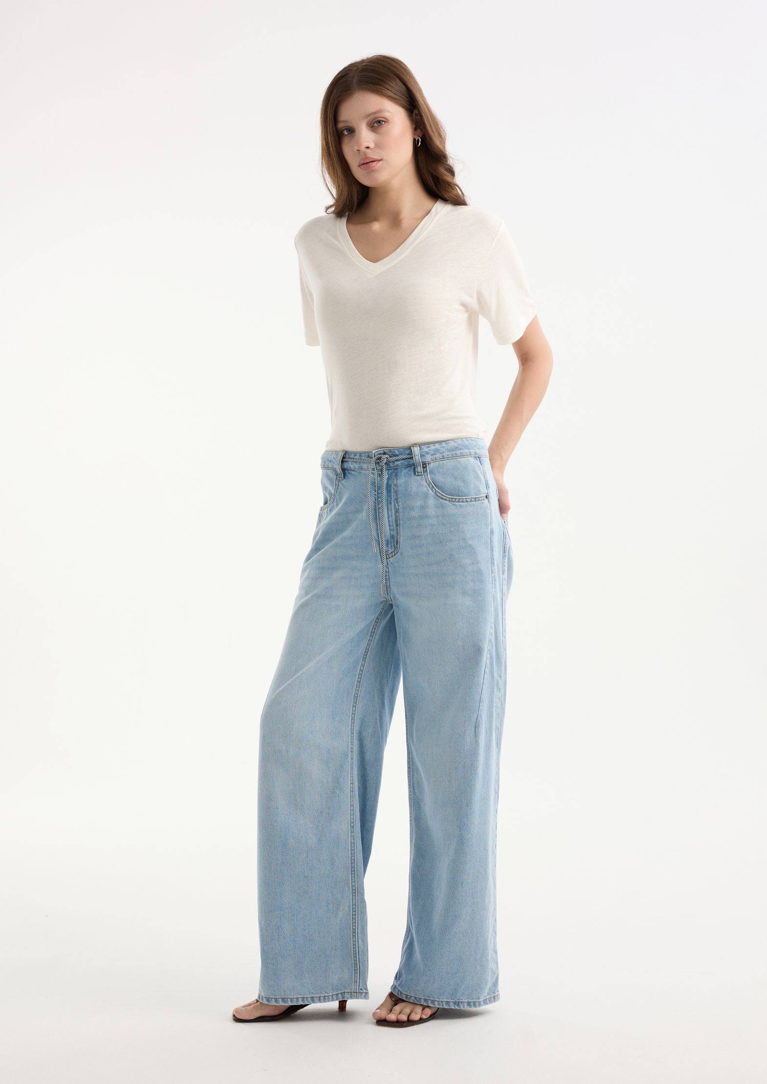 Джинсы wide leg с хлопком и лиоцеллом
