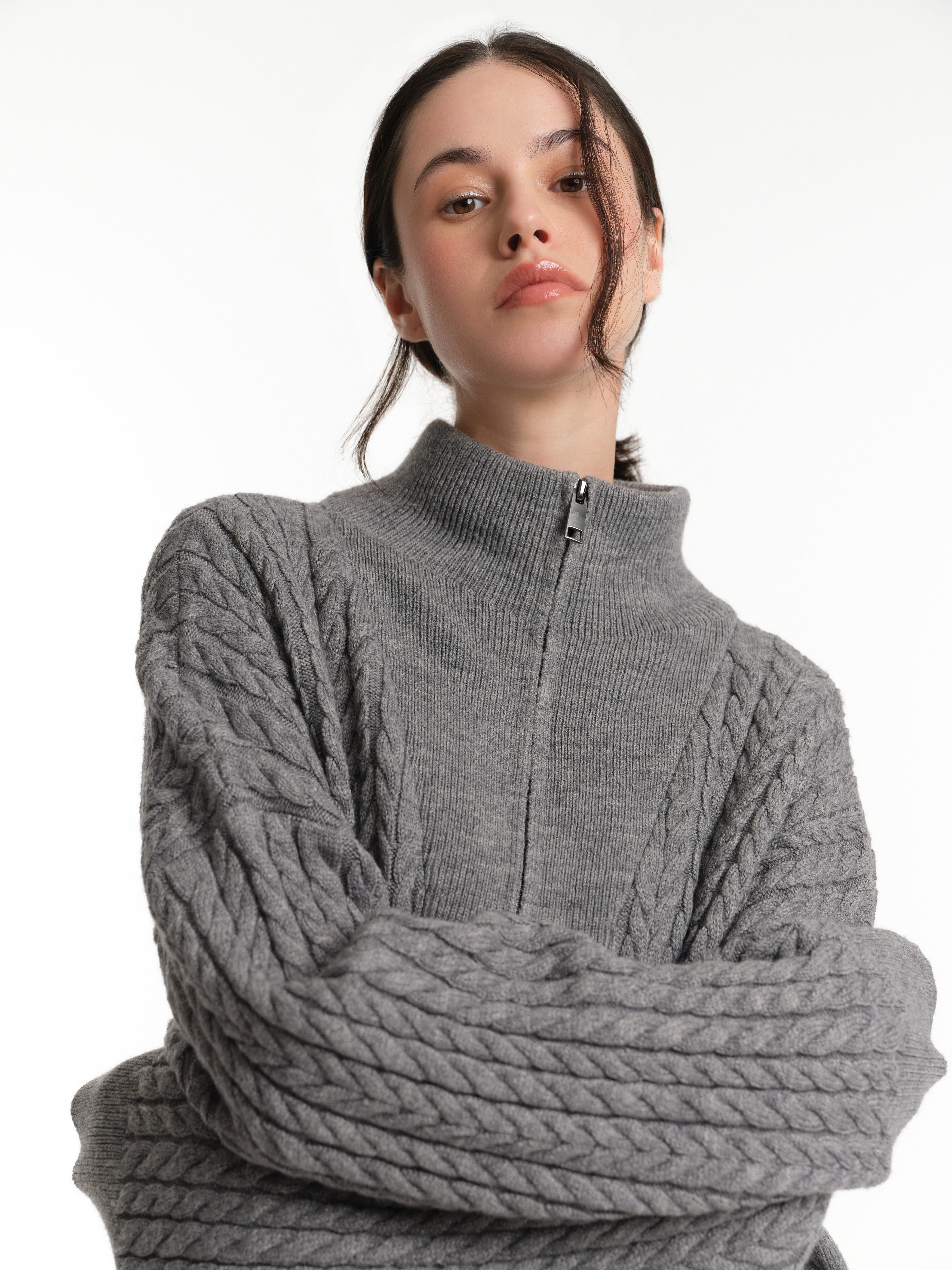 Джемпер вязаный косами с шерстью, фото 4