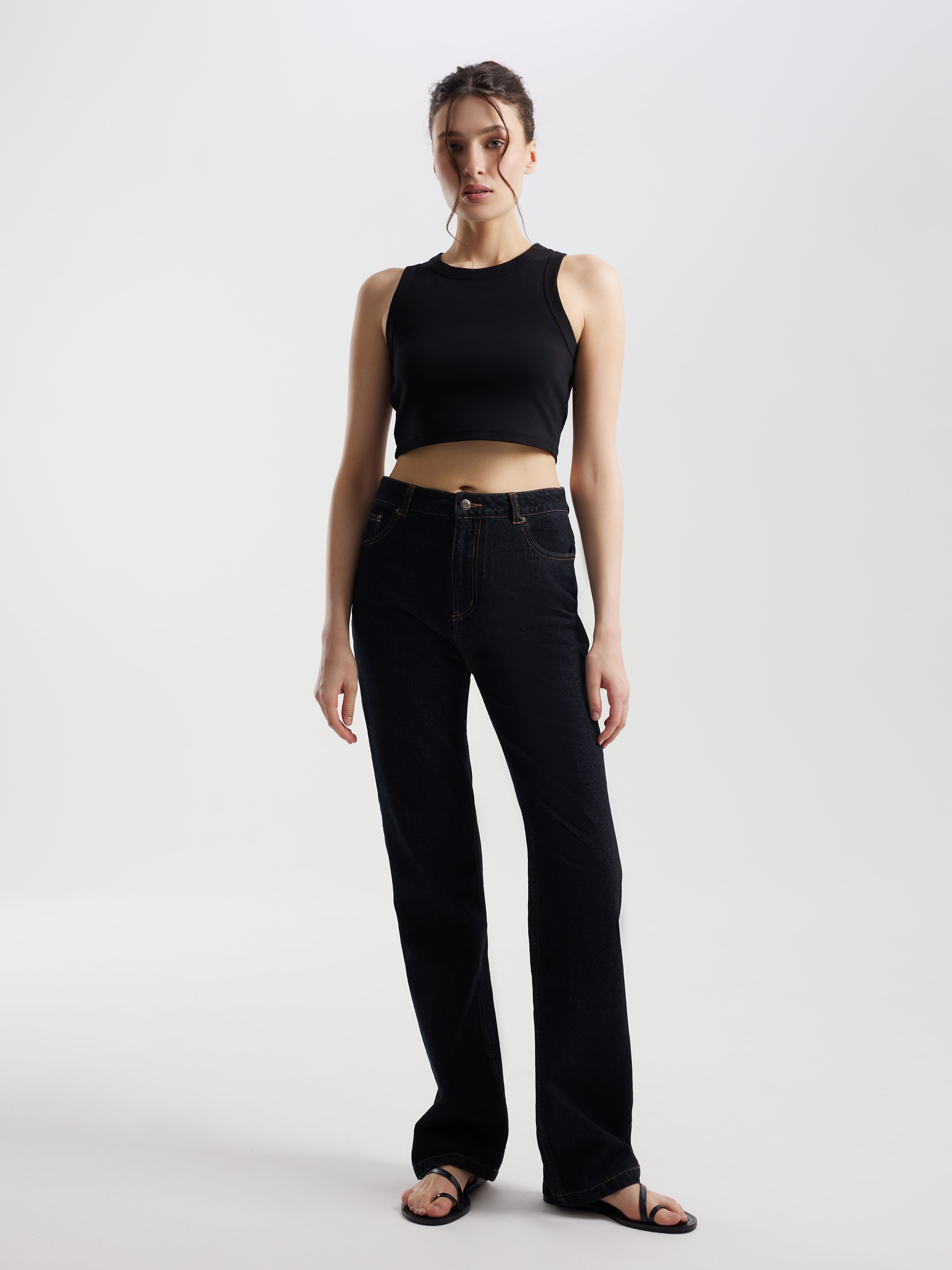 Джинсы-клеш dark denim, фотография 5