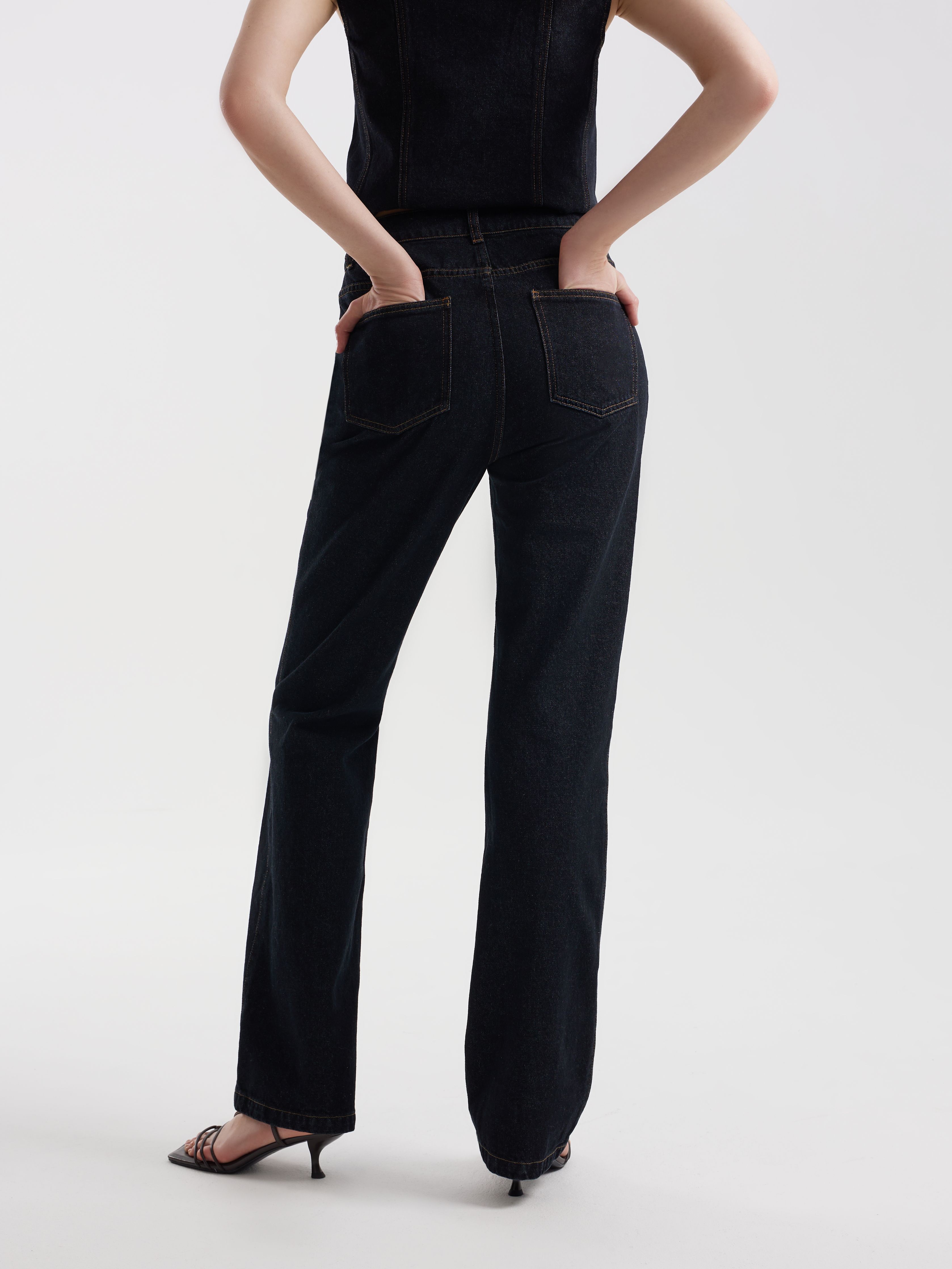 Джинсы-клеш dark denim, фотография 4