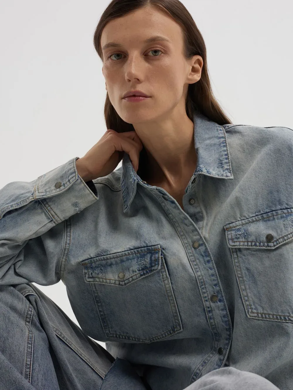  Джинсовая рубашка oversize, фото 5